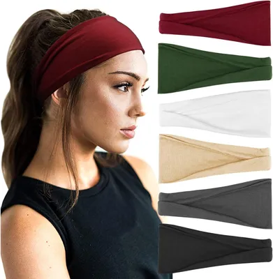 Produktbild von 6 Stück Damen Stirnband Kopfband Haarband Turban Elastische Stirnband Haarschmuck für Mädchen Alltag Yoga Sport Fitness