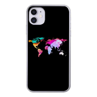 Produktbild von MuchoWow® Handyhülle Schutzhülle Hülle für iPhone 11 Weltkarte - Farbe - Aquarell Silikon Softcase Handy Hülle - Handytasche