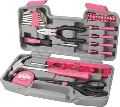 Productafbeelding van Gereedschapsset 39-delig, roze handgereedschap, gereedschapskist, voor huis