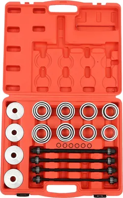 Produktbild von Gummibuchsen Werkzeug - 28-tlg Presswerkzeug Set - Für Auto Lkw Baumaschine - 45# Kohlenstoffstahl - Hülsenlänge 55 mm - Orange