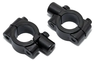 Image de Support de rétroviseur Parzini M10, diamètre 22,2 mm, en aluminium noir, lot de 2, pour moto
