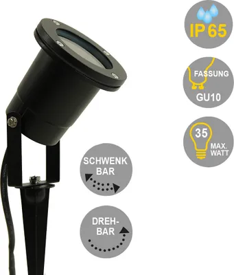 Produktbild von Außen-Garten-Strahler JAMIE mit Erdspieß IP65 Strahler GU10