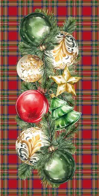 Produktbild von Tischdecke, Weihnachtstischläufer, schmutzabweisend, Weihnachtskugeln 50x100 Rot