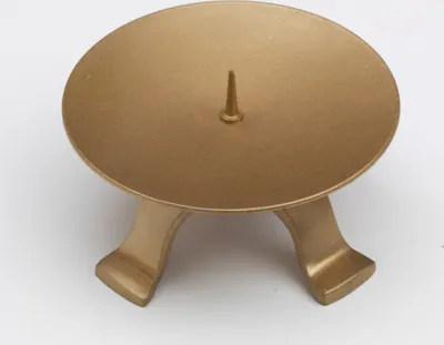 Produktbild von Kerzenleuchter Vierfuß Eisen in Gold Ø 11,5 cm mit kleinem Dorn für Kerzen, Altarkerzen, Hochzeitskerzen, Taufkerzen