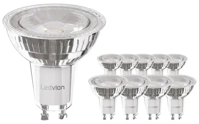 Produktbild von Ledvion 10er Set GU10 LED Spots 5W 6500K 345 Lumen Vollglas