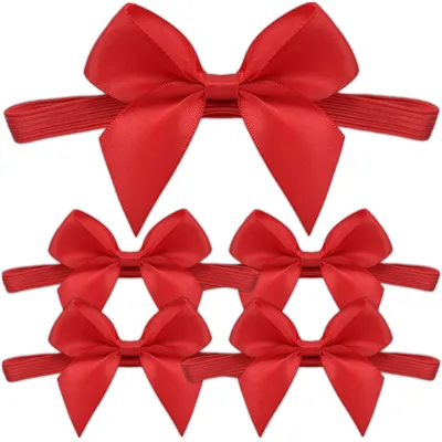 Immagine prodotto di KRUMAD 5x Grande fiocco rosso con elastico, fiocchi decorativi effetto raso per confezioni regalo, Natale ed eventi, 18-56 cm