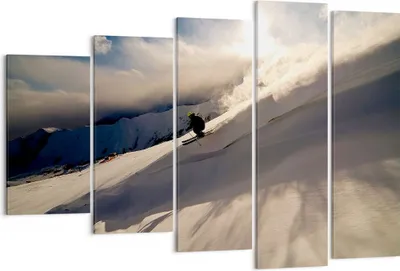 Produktbild von Bild auf Leinwand - Leinwandbild - Berge Ski Winter - 150x100cm - Wand Bild - Wanddeko - Leinwanddruck - Bilder - Kunstdruck - Wanddekoration - Leinwand bilder - Wandkunst - EG150x100-0511