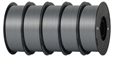 Zdjęcie produktu dla KINGROON Filament PETG do drukarki 3D, średnica 1,75 mm, waga 5 kg. Wysoka wytrzymałość, łatwy w druku, przyjazny dla środowiska, bez pęcherzyków powietrza, gładki wydruk, wysoka precyzja, kolor: srebrny metaliczny