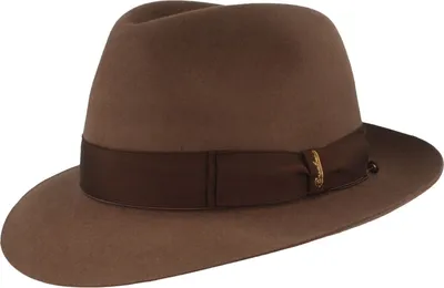 Borsalino klassischer Biber-Haarfilzhut Fedora in braun