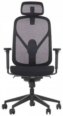 Immagine prodotto di Sedia girevole ergonomica da ufficio LARCK, base in nylon, braccioli regolabili, poggiatesta, schienale e supporto lombare, estensione del sedile, nero