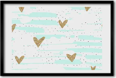 Produktbild von Bild 60x40 MDF-Rahmen, Wandkunst Gold Herzen Hintergrund