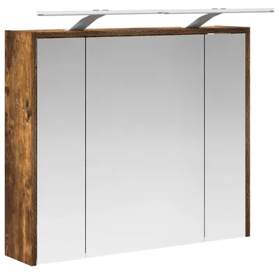 Image de Armoire de salle de bain avec miroir vidaXL, chêne fumé, 73,5 x 16 x 62,5 cm