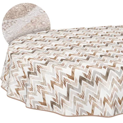 Produktbild von Tischdecke oval 200x140 cm abwaschbar Zickzackmuster für In-/Outdoor, ANRO