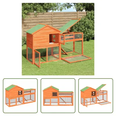 Zdjęcie produktu dla The Living Store Klatka dla królików brązowa 185,5x60,5x109,5 cm lite drewno sosnowe