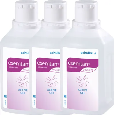 Produktbild von Schülke esemtan active gel 3 x 500 ml Durchblutungsanregendes Gel Erfrischungsgel Vitalgel
