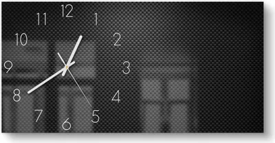 Produktbild von DEQORI Glasuhr 60x30 cm Zahlen 'Kohlenstofffasern' Wanduhr Glas Uhr Design leise