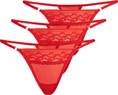 Produktbild von Teyli 3er Pack: Damen Tanga mit floraler Spitze Errori Female 379-3 rot S/M