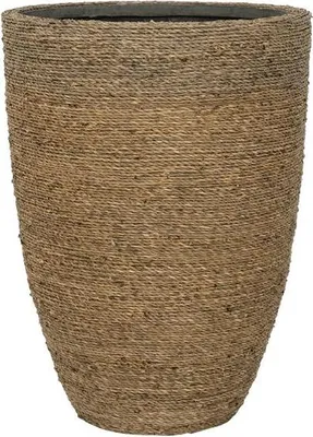 Image de Bac à plantes Ben Straw Grass – D30xH41cm – Pot de fleurs moderne aspect herbe naturelle – Bac à plantes élégant pour l'intérieur et l'extérieur – Pot décoratif pour plantes d'intérieur, palmiers et herbes