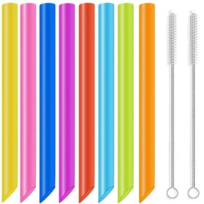 Produktbild von Bubble Tea Strohhalme - 8er-Set extra breit - Zum Trinken von Smoothies und Kaltgetränken - 26 cm x 12 mm - Bunt