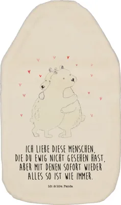 Produktbild von Mr. & Mrs. Panda Bettflasche Eisbär Umarmen - Weiß - Geschenk, Wärmflasche, Flauschige, Wärmflaschen, Bettflaschen, Wärmekissen, Lustige Sprüche