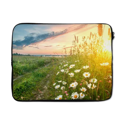 Produktbild von MuchoWow® Laptop Hülle 15 Zoll Blumen - Gänseblümchen - Natur - Sonne - Horizont Laptoptasche - Laptoptasche - Sleeve - Rundum-Schutz