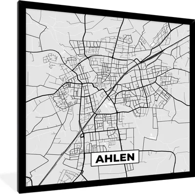 Produktbild von MuchoWow® Gerahmtes Poster Deutschland - Stadtplan - Elmshorn - Karte 40x40 cm - Poster mit Schwarzem Bilderrahmen Wandposter Rahmen Foto Bilder - Mit Rahmen - Wanddekoration Schlafzimmer