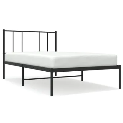 Image de vidaXL Cadre de lit avec tête de lit en métal noir 75x190 cm