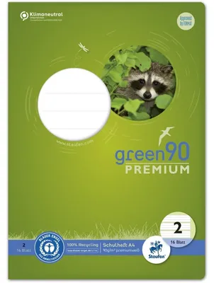 Obrázok produktu pre Ursus Green 040782002 Heft - LIN2, A4, 16 Blatt, 90 g/qm, 4/4/4 mm liniert