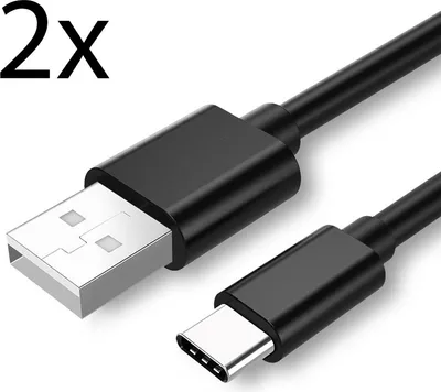 Produktbild von 2x Typ-C Ladekabel für Original Samsung Galaxy Note 8, Note 9 Datenkabel 1,5m schwarz USB-Ladegerätkabel Aufladekabel Type-C Charging-Cable