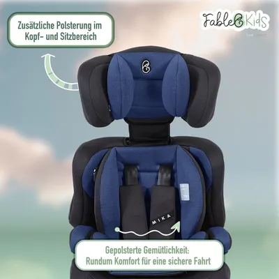 Produktbild von FableKids MIKA Autokindersitz 76–150 cm ab 15 Monate 3-Punkt-Gurt Blau