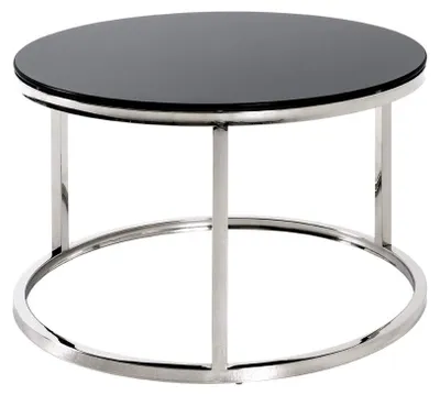 Beistelltisch Edelstahl Glas schwarz Ø 60 cm Art Deco