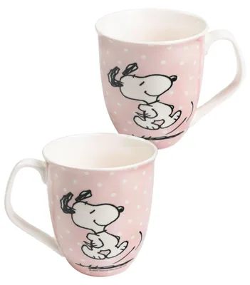 Produktbild von The Peanuts Snoopy Tasse - Kaffeetasse Becher Kaffeebecher aus Keramik Rosa mit Punkten 280 ml