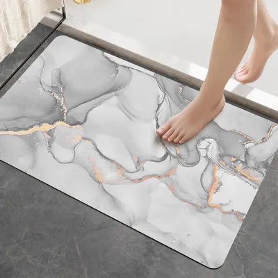 Produktbild von Badematte rutschfest 43 x 80 cm, super saugfähig, schnelltrocknend, hellgrau