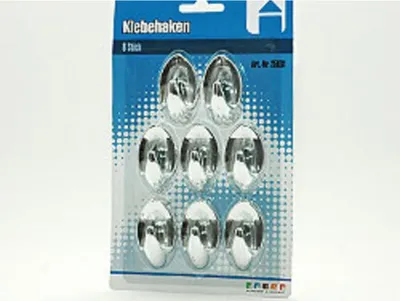Produktbild von Klebehaken, chrom, ca. 3,5 x 5,5cm, 8 Stück