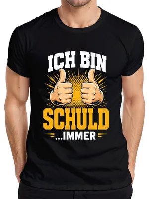 Productafbeelding van "Ik ben schuldig, altijd grappig" - Statement T-shirt voor heren, zwart, maat L