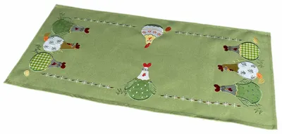 Produktbild von Tischdecke Tischläufer Stickerei verrückte Hühner Ostern 40 x 85 cm - mint