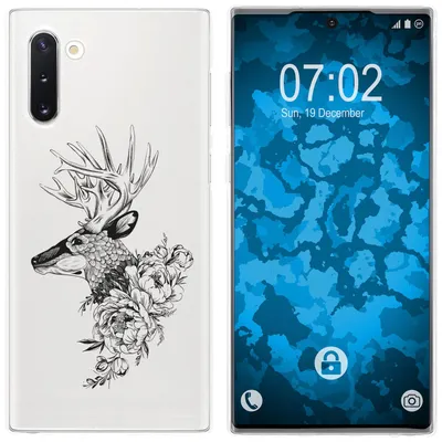 Produktbild von PhoneNatic Case kompatibel mit Samsung Galaxy Note 10 Silikon-Hülle Floral Hirsch M7-1
