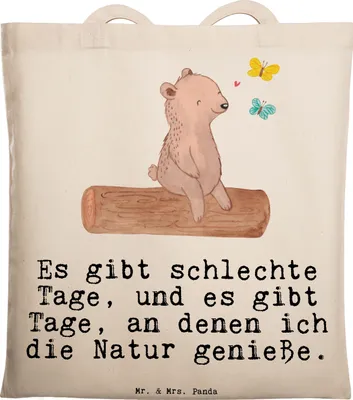 Produktbild von Mr. & Mrs. Panda Tote Bag Bär Naturliebhaber - Transparent - Geschenk, Outdoor, Beutel, Alltagstasche, Einkaufstasche, Wandern, Uni Tasche, Nature Lover
