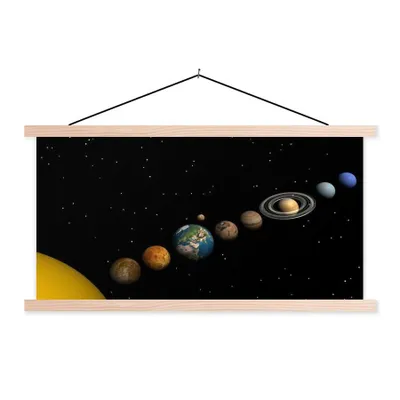 Produktbild von MuchoWow® Textilposter Konjunktion mit dem Sonnensystem 120x60 cm mit holzfarbenen Rahmen - Klemmleiste