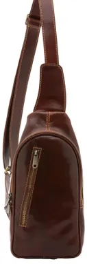 Immagine prodotto di Borsa a tracolla da uomo in vera pelle di alta qualità, con zip, realizzata a mano in Italia