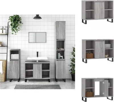 Produktbild von vidaXL Badschrank Grau Sonoma 80x33x60 cm Holzwerkstoff -  Badezimmerwaschtische