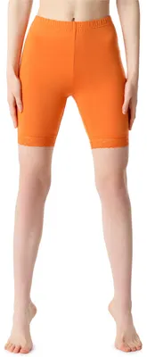 Image de Bellivalini Leggings courts pour femmes en viscose avec dentelle BLV50-216 (Orange, XXL)
