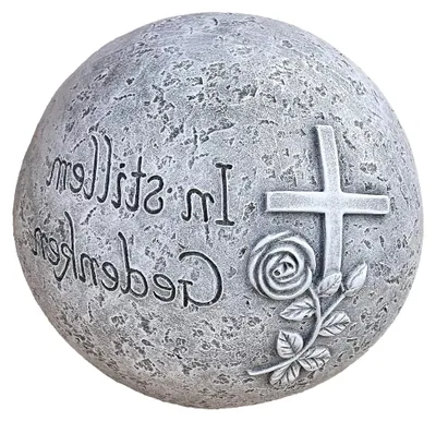 Produktbild von Grabkugel "In stillem Gedenken" aus Steinguss, frostfest, 6,2 kg