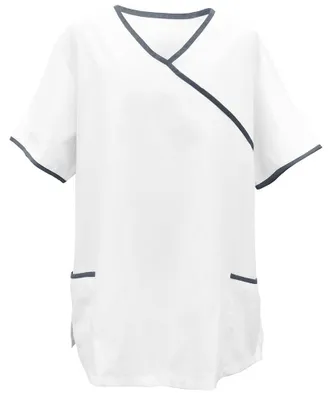 Produktbild von Schlupfkasack weiß, mit Paspel graphit, Größe 4XL : 4XL : graphit : 50% Baumwolle 50% Polyester