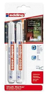 Produktbild von Edding - Kreidemarker 4095 rund 2-3 mm weiß Blister mit 2 Stück