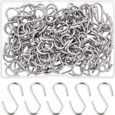 Produktbild von 100 Stück S-Haken aus Edelstahl 304, für kleine Gegenstände, Schlüssel, Schmuck, leichte Taschen.