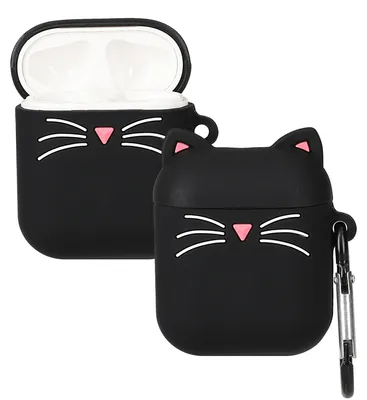 Produktbild von kwmobile Design Schutzhülle für Apple Airpods 1 & 2 Hülle - TPU Silikon Case für Kopfhörer Ladecase - stoßfestes Cover mit Karabiner - Schwarz Weiß