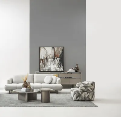 Produktbild von Komplettes Wohnzimmer-Set: 4-Sitzer Sessel Couch- & Beistelltisch