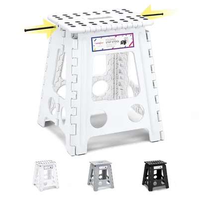 Produktbild von Dyforce Tritthocker Klappbar Klapphocker Faltbar H40cm für Kinder Erwachsene Bade Küchen - Weiß