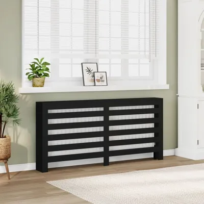 Image de Meuble Habillage de radiateur Noir 175x20x82 cm Bois composite - Accessoires de climatisation et chauffage 852709